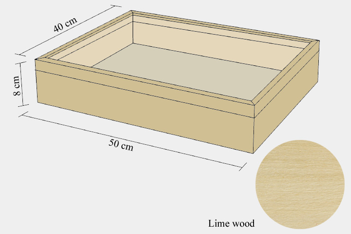 Lime wood drawer - 40 x 50 x 8 cm
