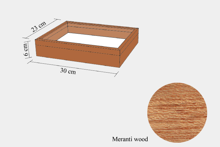 Meranthi wood drawer - 23 x 30 x 6 cm, with plastazote foam