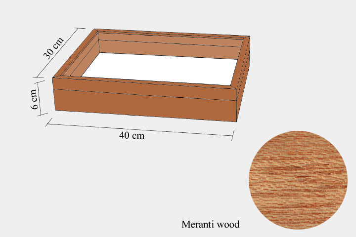 Meranthi wood drawer - 30 x 40 x 6 cm, with plastazote foam