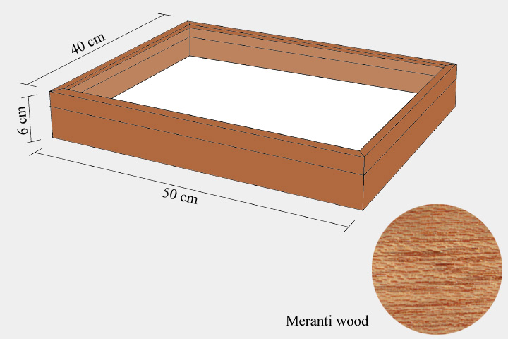 Meranthi wood drawer - 40 x 50 x 6 cm, with plastazote foam