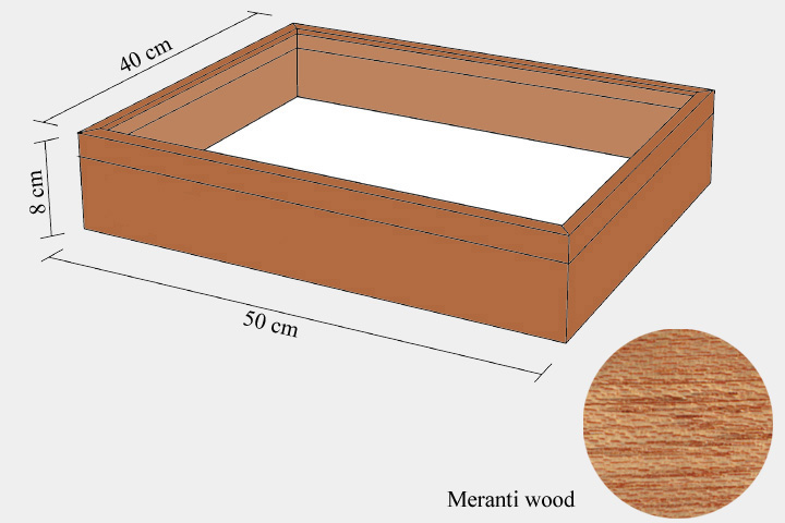Meranthi wood drawer - 40 x 50 x 8 cm, with plastazote foam