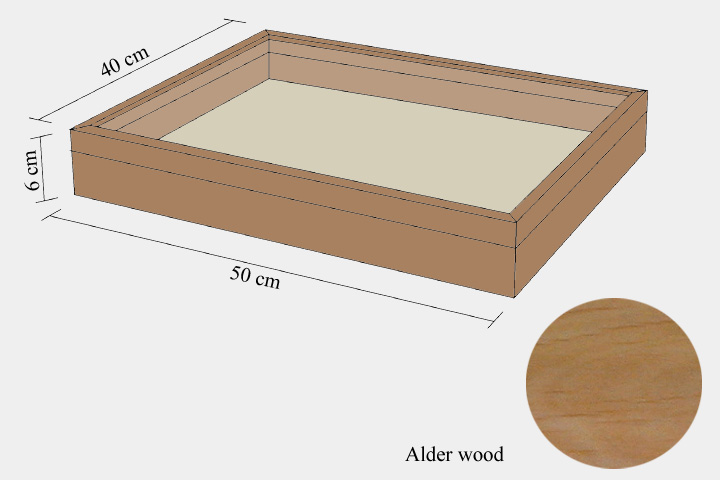 Alder wood drawer - 40 x 50 x 6 cm