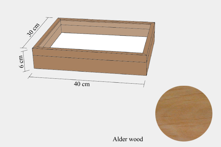 Alder wood drawer - 30 x 40 x 6 cm, with plastazote foam