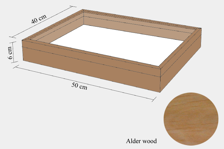 Alder wood drawer - 40 x 50 x 6 cm, with plastazote foam