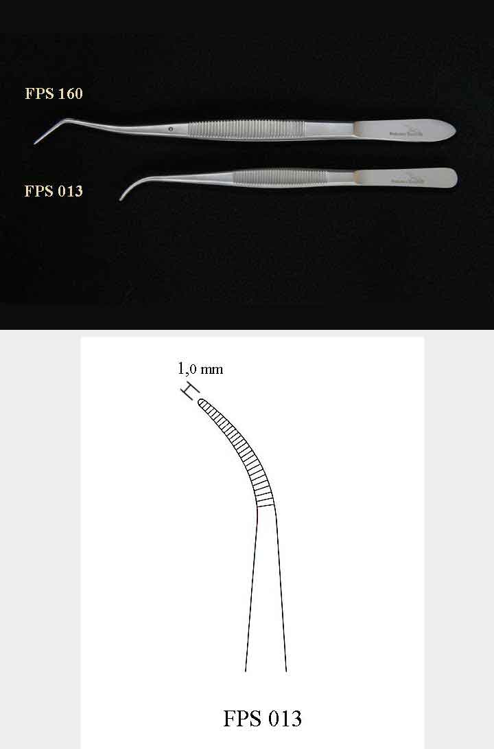 Forceps l. 130 mm, smooth curved tip