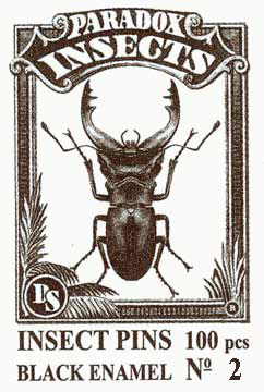 Insect Pins - Black <b>No 2</b>, 100 pcs.